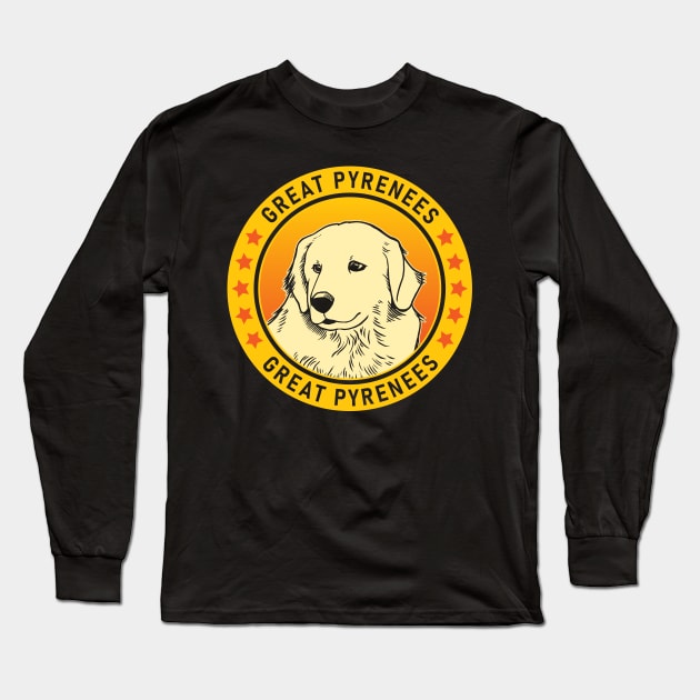 Great Pyrenees Dog Portrait Long Sleeve T-Shirt by millersye